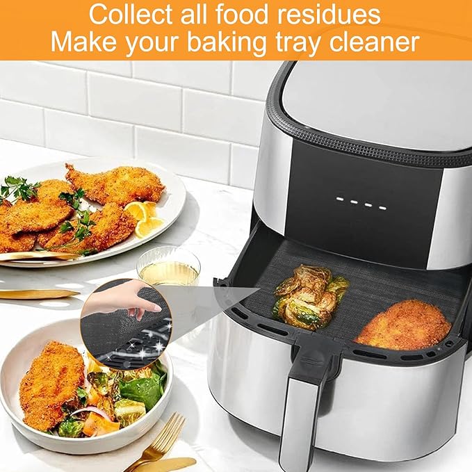 Oven Liners for Bottom of Oven, 10"x9.7" Reusable Non-Stick Heat Resistant Toaster Liners Toaster Mat for Chefman TurboTouch Easy View 8 QT Air Fryer, 4 Pack