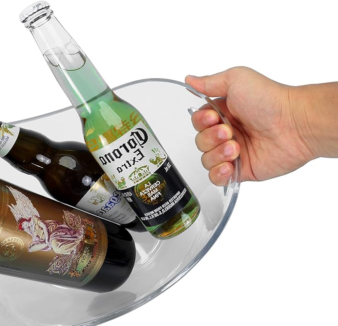 Yesland Ice Bucket, Clear Acrylic 3.5 Liter Storage Tub, Beer Bucket Beverage Chiller Bin for 2 Wine, Champagne Bottles, Beer Bottles