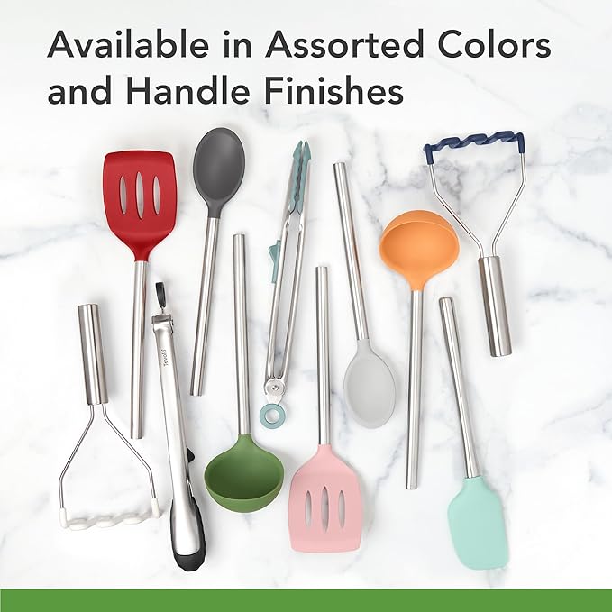 Tovolo Silicone Potato Masher Stainless Steel Handle Aqua Seafoam Green Dishwasher Safe Heat Resistant Non Scratch Handheld Coil Wire Potato Smasher for Nonstick Pans Ergonomic Kitchen Food Prep Tool