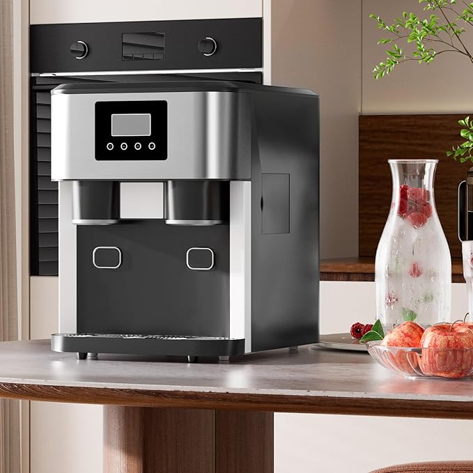 3-in-1 Bottleless Water Cooler Dispenser with Ice Maker & Ice Crusher, 40lbs/24H Ice Output, 1.8L Water Tank, 3 Size Bullet Ice Cubes for Home Office RV Party