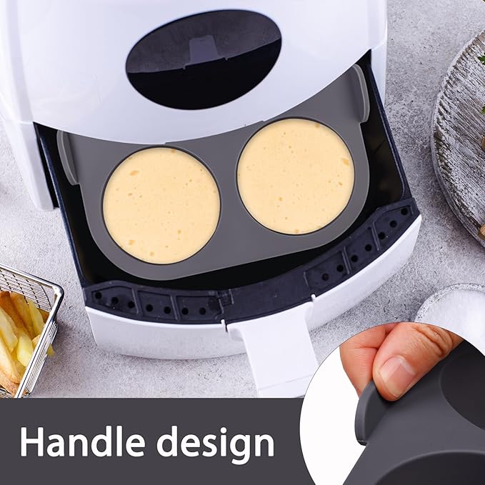 Silicone Muffin Tray for Air Fryer 1Pcs, 4-Cups Nonstick Muffin Pans with Carrying Handle, Silicone Cake Pans for Baking Cupcakes Pudding Dessert Quiches Tart, Grey