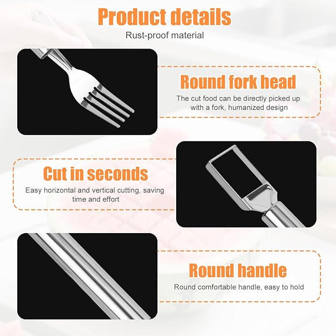 3Pcs Watermelon Cutter, 2025 Summer New 2-in-1 Stainless Steel Fruit Cutter 8.78 in Portable Dual Head Fruit Fork Melon Slicer Cutting Tool Kitchen Gadgets for Camping Picnic Home
