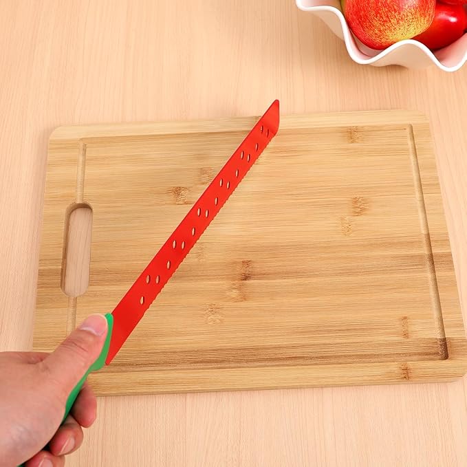 Garneck Multifunctional Watermelon Knife with Sleeve: 16.5 Inch Serrated Watermelon Cutter Slicer Tool for Melon Fruit Bread Cake and Vegetables - Long Cutting Knife for Home Kitchen Restaurant
