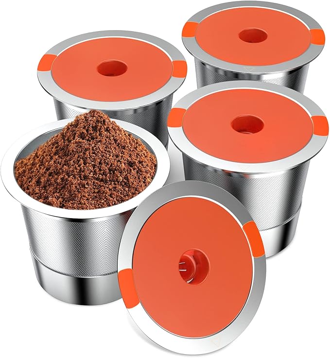 4 Pack Reusable K Cups coffee pods for Keurig 1.0 and 2.0:Stainless Steel Refillable K Cups- Reusable K Cups for Keurig Coffee Machine SUS 304‌ Non-BPA