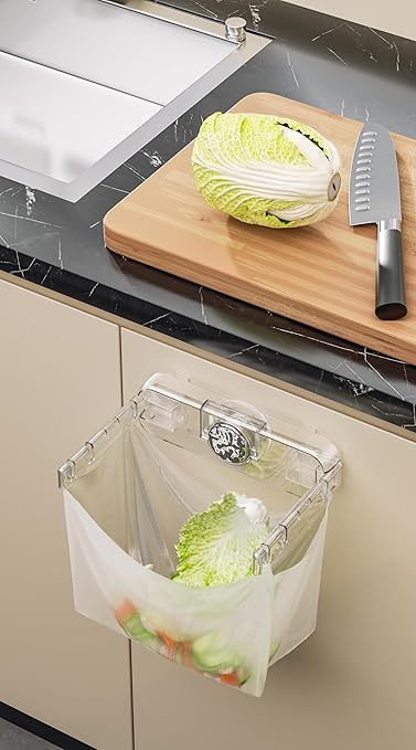 Temvue Kitchen Trash Bag Holder,Suction Cup Plastic Bag Holder,Grocery Bag Holder