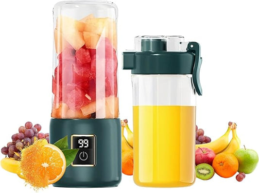 Portable Blender, Mini Blender，small blender for smoothies, 12 Blades Perfect for Blending, Small, Convenient, Multifunctional, with Digital Touch Screen, Suitable for Family Travel (olive green)