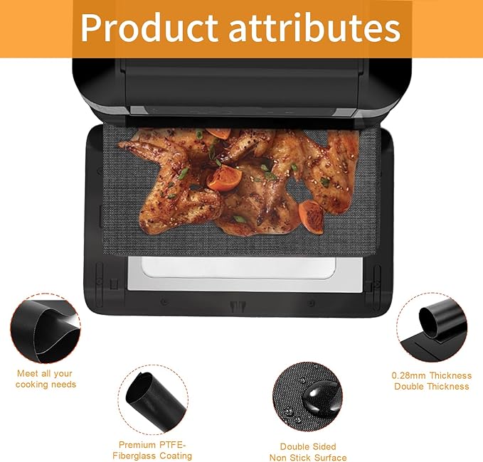 Reusable Liners for Toaster Oven Air Fryer 8.66×9.44 Accessories Compatible with Instant 10QT Air Fryer 4PCS Non-Stick Mats for Baking
