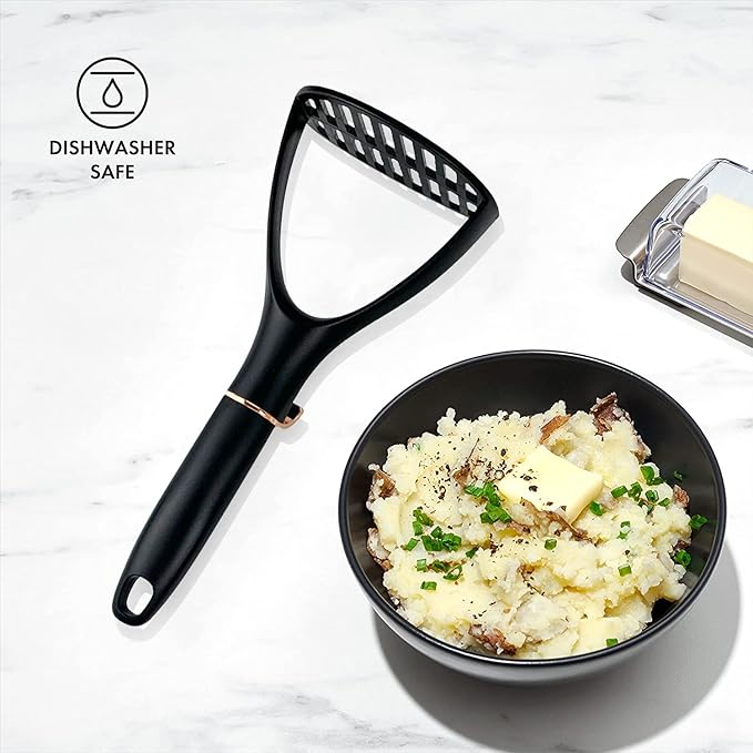TENTA KITCHEN Good Grips Nylon Potato Solid Masher Professional Nylon Potato Masher,Garlic Press,Cooking and Kitchen Gadget. Ricer Press Blender Crusher for Non-Stick Cookware