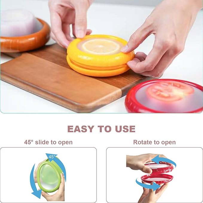 T-Raputa Avocado Saver and Onion Storage - Set of 4 Reusable Storage Containers for Fridge - Ideal for Garlic, Onions, Lemons, and Potatoes