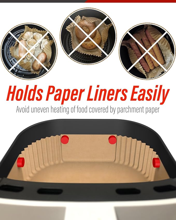 Air Fryer Magnet Silicone Buckles 2 (9 Pack), Hold Parchment Paper Liners, Prevents Paper From Blowing Up and Covering Food, Super Strong Samarium Cobalt Magnet (8+1 Upgraded)