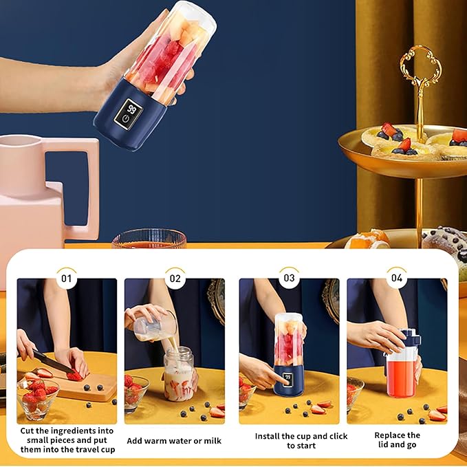 Portable Blender, Mini Blender，small blender for smoothies, 12 Blades Perfect for Blending, Small, Convenient, Multifunctional, with Digital Touch Screen, Suitable for Family Travel