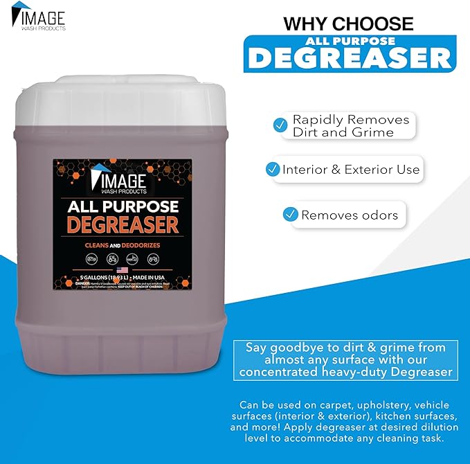 Image Wash All Purpose Foaming Degreaser Spray Heavy Duty Grease & Oil Remover for Engine Bays Tires Kitchen Counters & Stainless Steel Safe for Sealed Granite Marble & Painted Surfaces