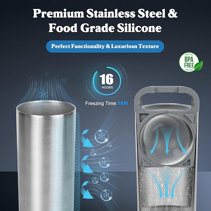 Clear Ice Cube Maker, 2.4" Stainless Steel & Non-BPA Silicone Ice Ball Maker Mold for Whiskey, Cocktails, & Bourbon, Drinks Gifts for Men Woman