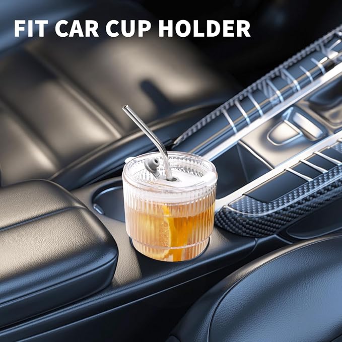 16 OZ Reusable Iced Coffee Cups with Lids and Straws, Unbreakable Plastic Drinking Glasses for Iced Tea, Juice, Water, BPA Free, Dishwasher Safe, Set of 8