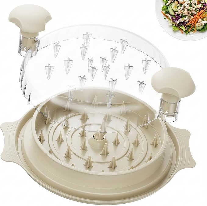 10" Chicken Shredder with Tray, Large Meat Shredder Tool Twist with Brush,BPA Free Meat Grinder, Visible Chicken Shredder Machine, Strong Anti-Slip Strip, Suitable for Pork, Beef, Chicken (White)