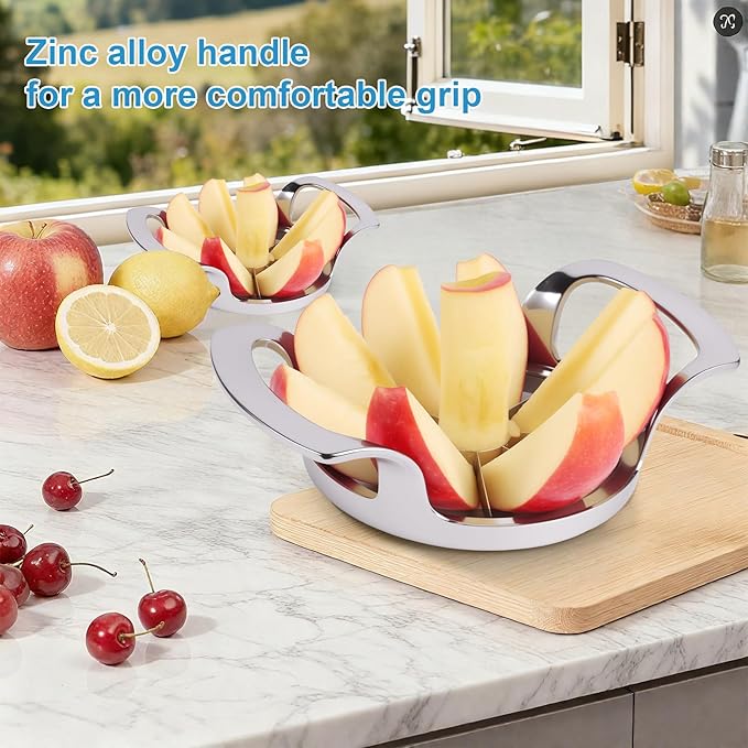 Apple Slicer and Corer, Basic Model with 8 Sharp Stainless Steel Blades - Zinc Alloy Case for Effortless Slicing & Coring,Easy to Use