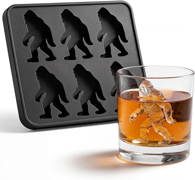 Bigfoot Ice Cube Mold, 2026 New Sasquatch Shape Silicone Ice Cube Molds DIY Ice Sculpture Reusable Freezer Mold, Upgrade 6 Cavity Sasquatch Shape Silicone Ice Cube Tray