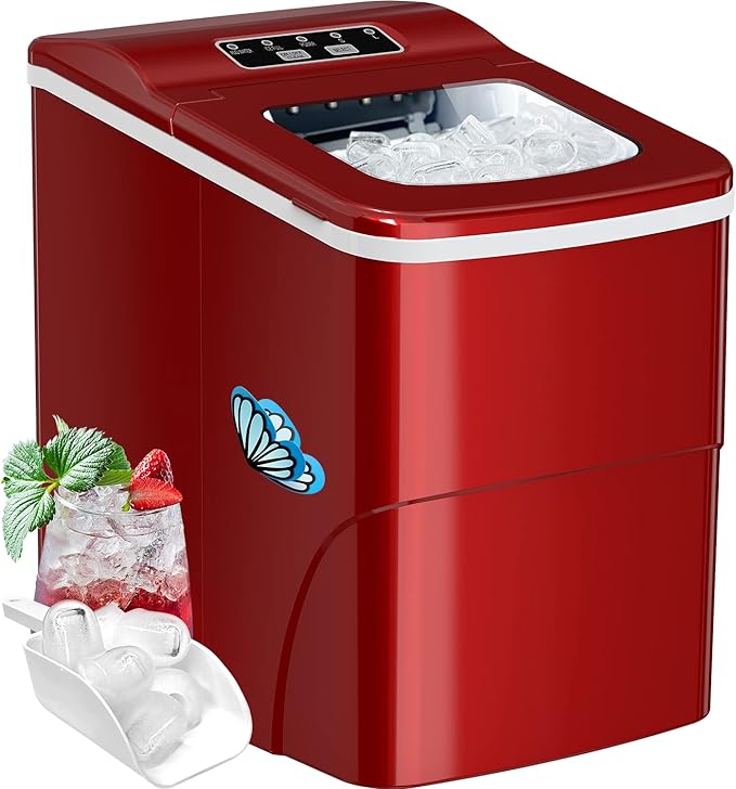 Silonn Fast Countertop Ice Maker, 9 Cubes in 6 Mins, 26lbs Per Day, 2 Bullet Ice Sizes, Self-Cleaning Portable Ice Machine with Scoop & Basket for Home Kitchen Office