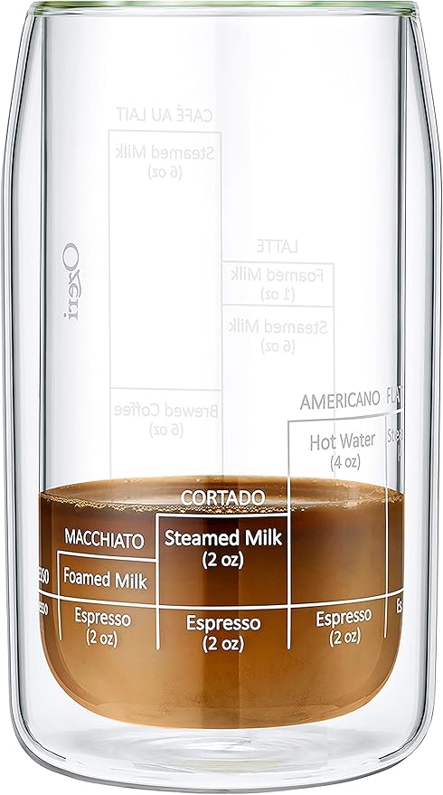 Ozeri Moderna Artisan Series Double Wall Barista Coffee Glass, 15 oz, Clear