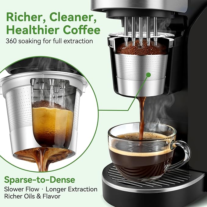 CAPMESSO Reusable K Cups for Keurig: 2026 All Stainless Steel Refillable Coffee Pods Metal Coffee Filters with 5-Hole & Scoop - for K Supreme/K Slim/K-Duo Gen 2/K-Brew Chill MultiStream Maker (2 Pack)