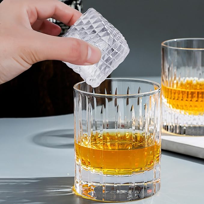 Silicone Diamond Ice Cube & Crystal Ice Ball Mold Set (2-Pack) for Whiskey - 2 Separate Trays for Bourbon and Cocktails, Reusable & Leak-Proof