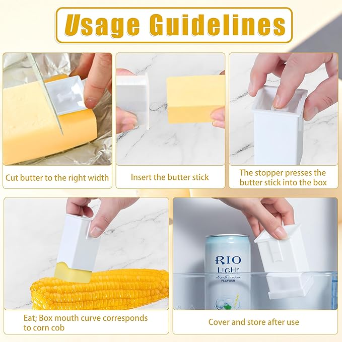 2 Pack Butter Spreader Corn Cob Holder, Plastic Butter Dispenser with Covers on Pancakes, Waffles, Bagels and Toasts