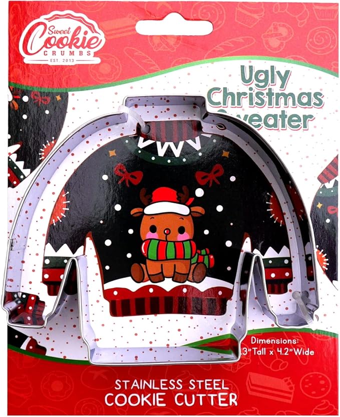 Christmas Sweater Cookie Cutter, Stainless Steel, Dishwasher Safe (Christmas Sweater)
