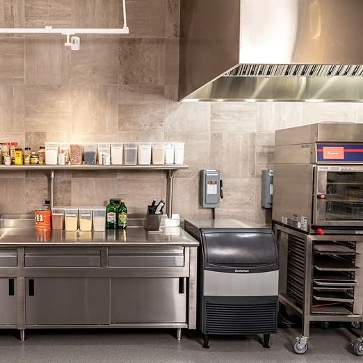 Scotsman UN324A-1 Undercounter Nugget-Style Ice Maker Machine with Bin, 340 lb Daily Production, 80 lb Storage, Stainless Steel, 115V, Air-Cooled Commercial Ice Producer