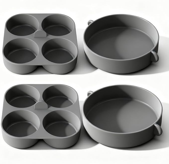 FineMade Silicone Egg Bite Molds for Instant Pot and Sous Vide Egg Bite Maker, 2 Pcs of 4 Inch Large Molds, 2 Pcs of 4-in-1 Mini Molds, Ideal for Breakfast Sandiwches, Healthy Snacks or Desserts