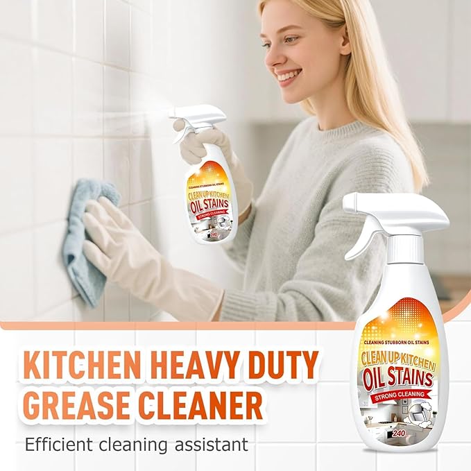 Heavy Oil Cleaner Stain, Clean Up Kitchen Oil Stains, 2025 New Heavy-Duty Kitchen Degreaser Foam Cleaner, Clean Kitchens Oils Stains Spray, Multi functiona Foam Cleaner Spray (2 pcs)