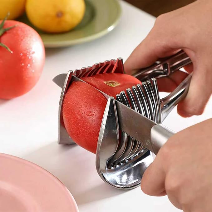 Stainless Steel Vegetable Slicing Tool with Secure Grip, Multi-Purpose Cutter for Onions Tomatoes Potatoes (1)