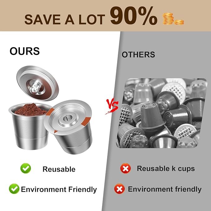 Reusable K Cups Coffee Pods for Keurig: Full Stainless Steel Refillable K Cups Coffee Filter Compatible 1.0 and 2.0 Coffee Makers-brewers (4Pack)