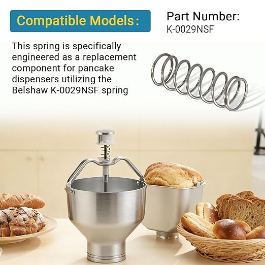 K-0029NSF Pancake Dispenser Replacement Spring, Stainless Steel Fit for B-elshaw Type K Dispensers