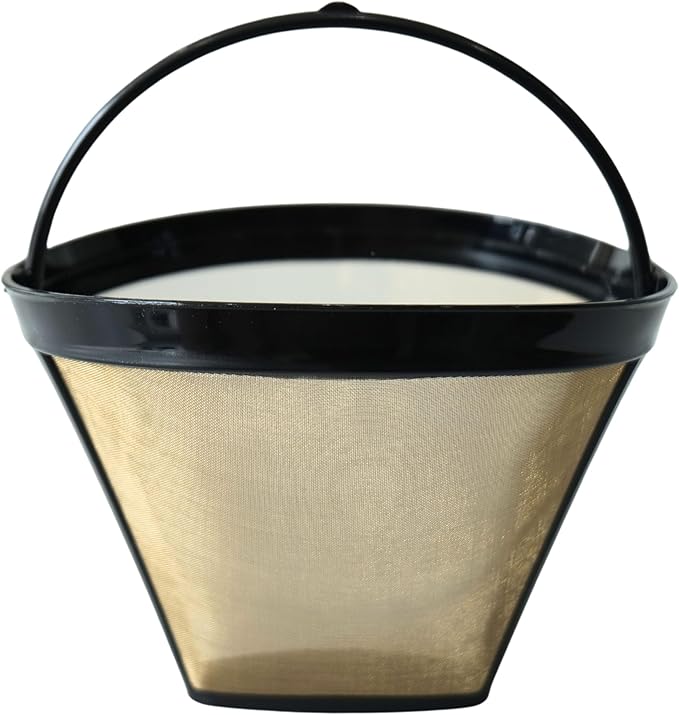 Reusable Coffee Filter #4 Cone for 8-12 Cup, for Ninja & Cuisinart Coffee Makers, Permanent Basket with Stainless Steel Mesh, BPA-Free (1)