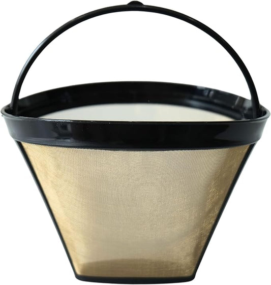 Reusable Coffee Filter #4 Cone for 8-12 Cup, for Ninja & Cuisinart Coffee Makers, Permanent Basket with Stainless Steel Mesh, BPA-Free (1)