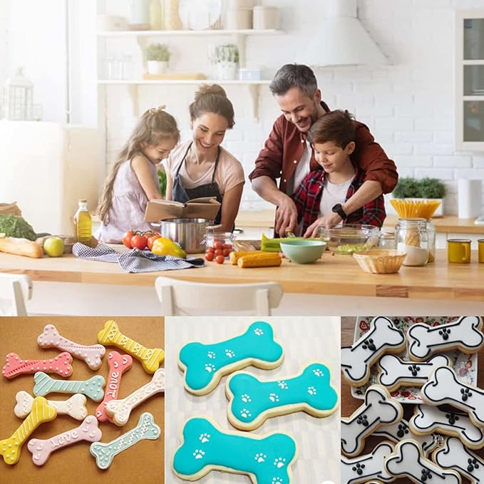 Dog Bone Cookie Cutters Biscuit for Kids DIY Lunchbox Bento Box Fruit Vegetable Sandwich Cutters for Children Boys Girls, Pack of 5