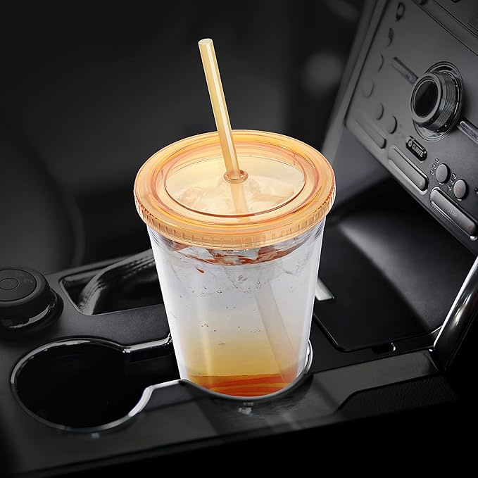 Zukro Clear Acrylic Tumbler with Straw and Lid 32 oz, Double Walled Insulated Reusable Plastic Iced Coffee Cup, To Go Cup Perfect for Parties, Birthdays, Fit in Cupholder, BPA Free, 2 Pack