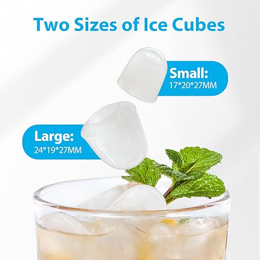 Aeitto Ice Makers Countertop, 26Lbs/24H, 9 Ice Cubes Release in 6 Mins, 2 Sizes of Bullet Ice Machine,Self-Cleaning Portable Ice Maker with Ice Scoop and Basket for Home Kitchen Office Bar RV, White