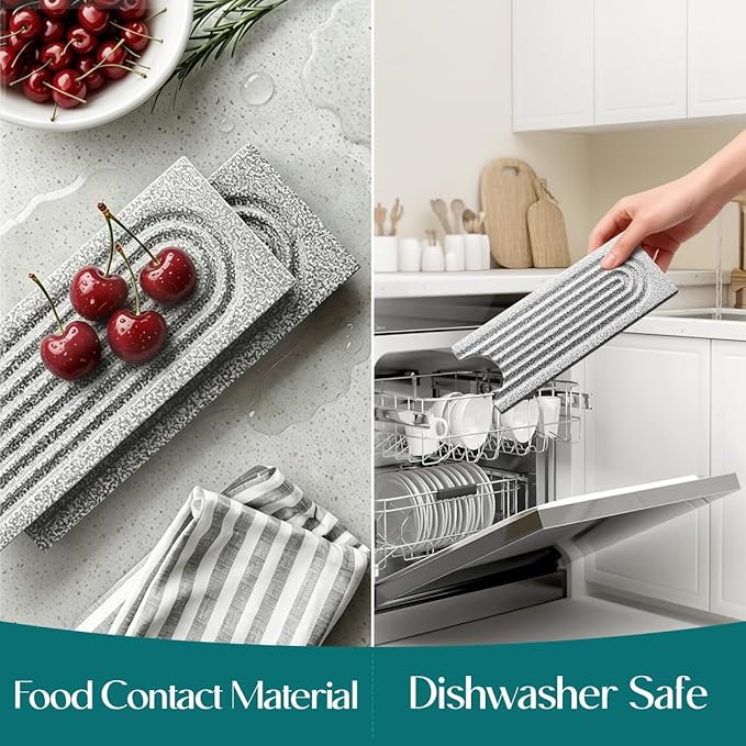 Stone Kitchen Sink Faucet Mat, Premium Upgraded Diatomite Drying Stone Mat & Sink Protector Splash Guard - Prevent Moisture Drying Stone Tray for Kitchen Counter (23.6" x 3.9", Dishwasher Safe)