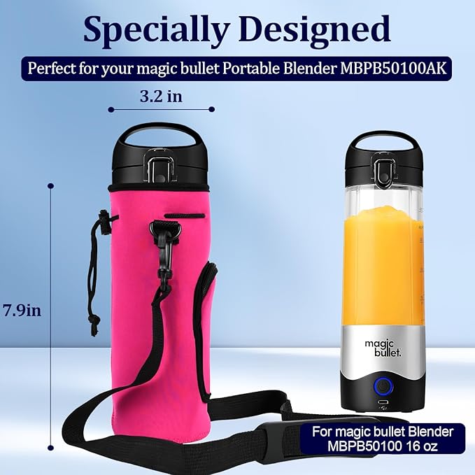 Portable Blender Carrying Case Bag for Magic Bullet Portable Blender (MBPB50100 MBPB50100W MBPB50100FP MBPB50100AK), Storage Sleeve Bag for blender with Shoulder Strap and Pocket (Red)