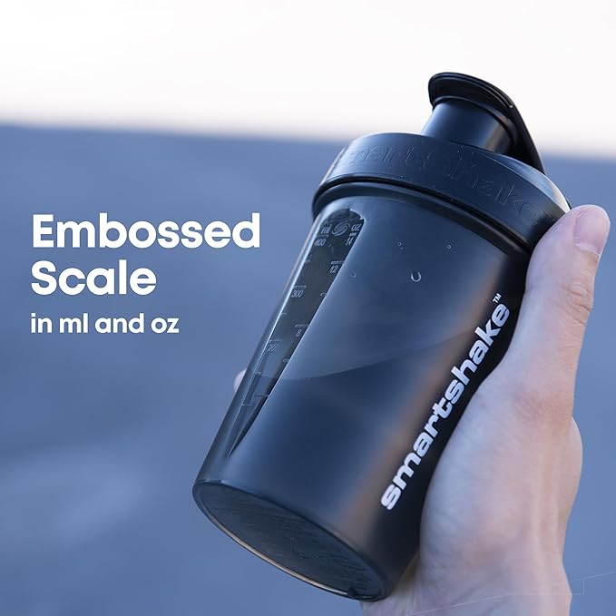 Smartshake Lite 4-Pack Protein Shaker Bottle 400 ml | 13.5 oz - Leakproof Screw-on Lid - BPA Free – Unisex - Mist Grey, Army Green, Black, Navy Blue | 4-Pack, Leakproof, Screw-on Lid, BPA Free, Unisex