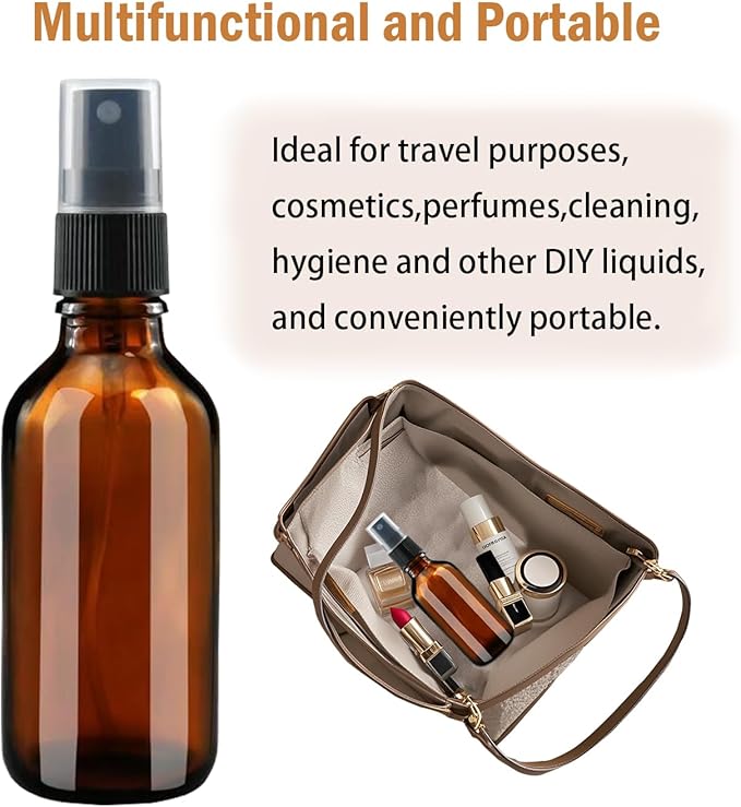 4 oz Small Amber Glass Spray Bottles for Essential Oil Spray bottles Empty Mini Fine Mist Spray Refillable Glass Bottles
