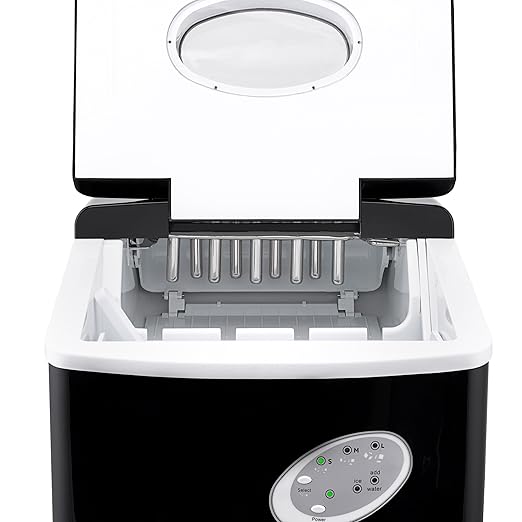 NewAir Counter Top Ice Maker Machine (Black), Compact Automatic Ice Maker, Cubes Ready in 6 Minutes, 28 Pounds in 24 Hours - Perfect for Home/Kitchen/Office/Bar