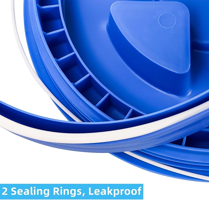 Hacaroa 3 Pieces 5 Gallon Bucket Lids, 12 Inch Plastic Screw Top Seal Lids, Leak-proof Reusable Bucket Twist Lid Caps for Pet Food, Grain, Paint Storage Buckets, 3 Colors