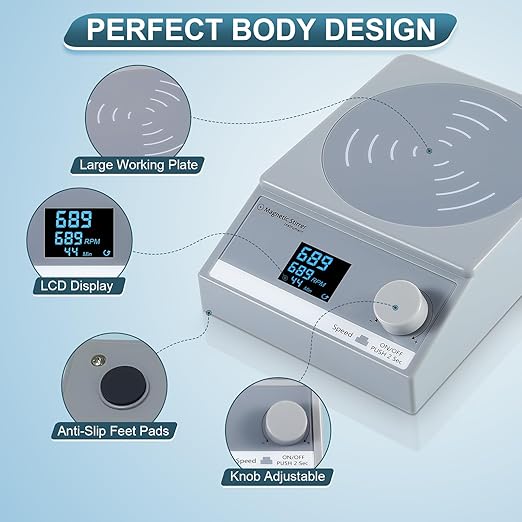 Digital Magnetic Stirrer w/Timer, 100fl.oz Magnetic Stir Plate, Magnetic Mixer w/LCD Display, Lab Stirrer w/Stir Bar (w/o Heating)