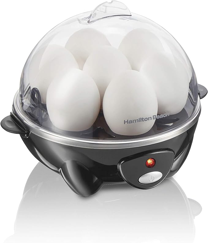 Hamilton Beach 3-in-1 Electric Egg Cooker for Hard Boiled Eggs, Poacher Eggs, Omelet Maker & Vegetable Steamer, Holds 7, Black (25507)