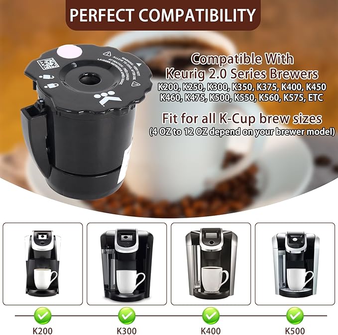 K250 Reusable Ground Coffee Filter Compatible with Keurigg My K Cup 2.0 1.0 K300 K350 K375 K400 K450 K475 Upgrade Ground Coffee Filter Refillable (Pack of 3)
