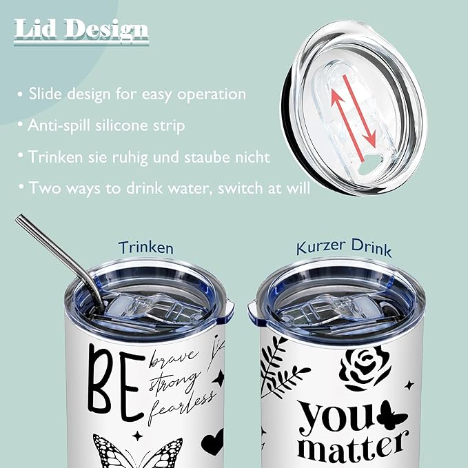ATHAND Black Women Girl Tumbler,20 OZ African American Insulated Stainless Steel Skinny Iced Coffee Tumblers with Lid,Love Yourself Inspirational Gifts for Friend,Women,Girls,Mom,1 Pcs