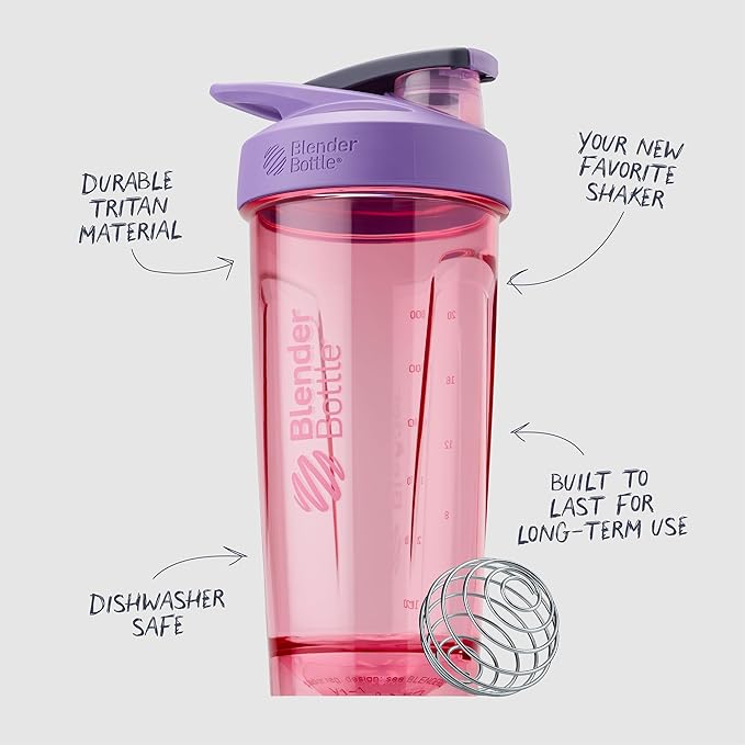BlenderBottle Sport Shaker Bottle with Wire Whisk, 28-Ounce, Purple – Protein Shakes & Hydration for Athletes & Fitness Enthusiasts, Easy Mixing, Durable & Lightweight, Lockable Lid