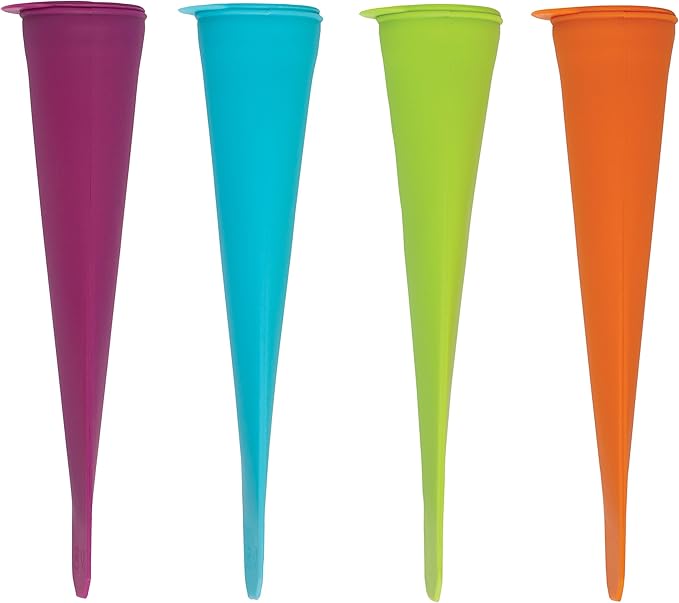 HIC Kitchen Flavor Blast Silicone Ice Pop Makers, Non-Stick, Flexible, Reusable, Set of 4, Makes 4 Ice Pops